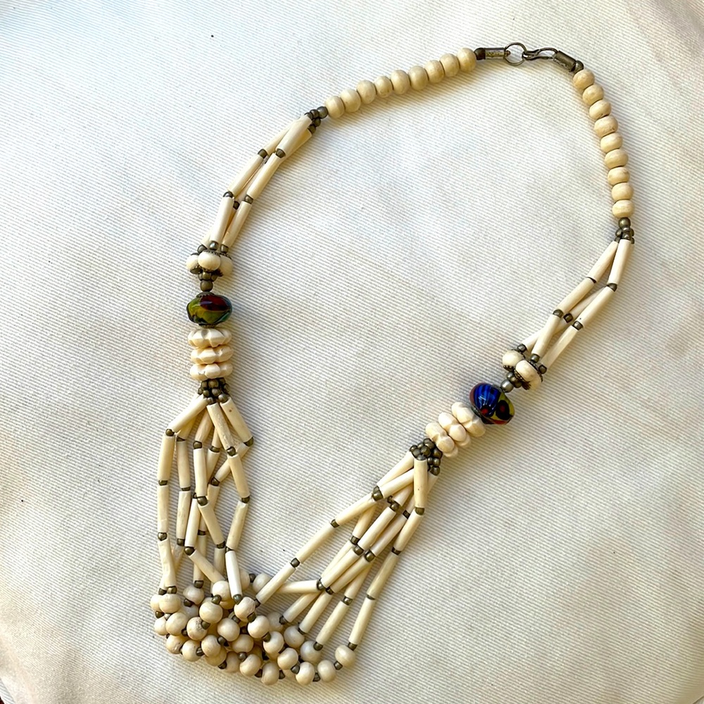 12 “ Camel Bone Beaded Necklace
